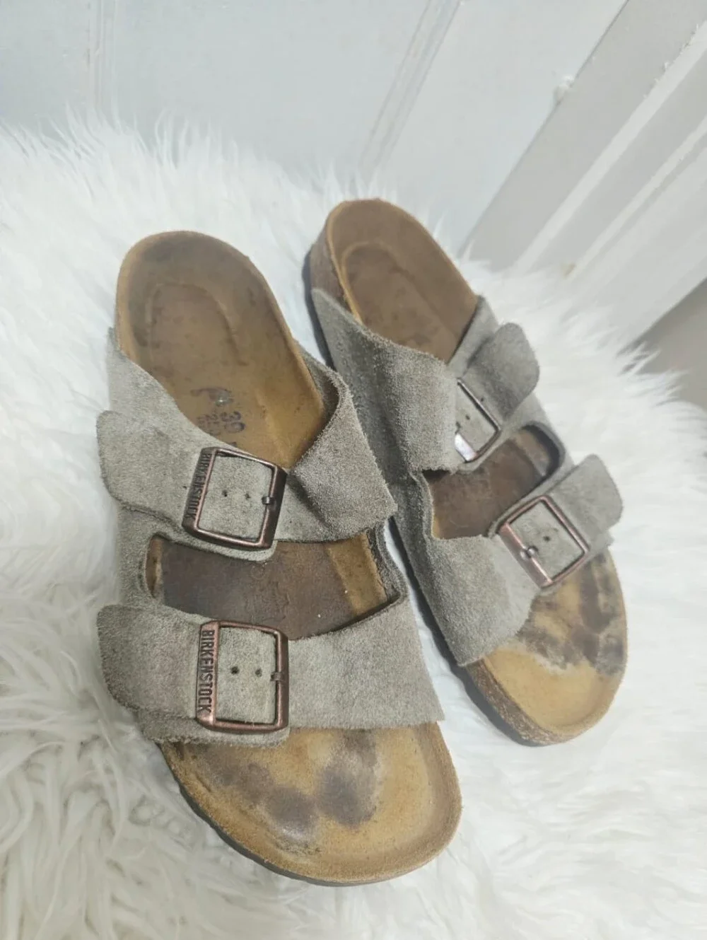 Birkenstock Arizona Taupe Suede Leather Soft Footbed Sandals Unisex  Size L8 M6